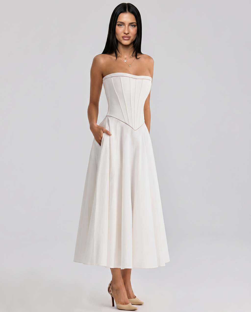 Deanne • Vestido Maxi Sin Mangas con Cuerpo de Corsé
