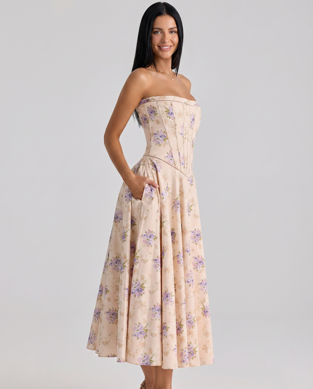 Deanne • Vestido Maxi Sin Mangas con Cuerpo de Corsé