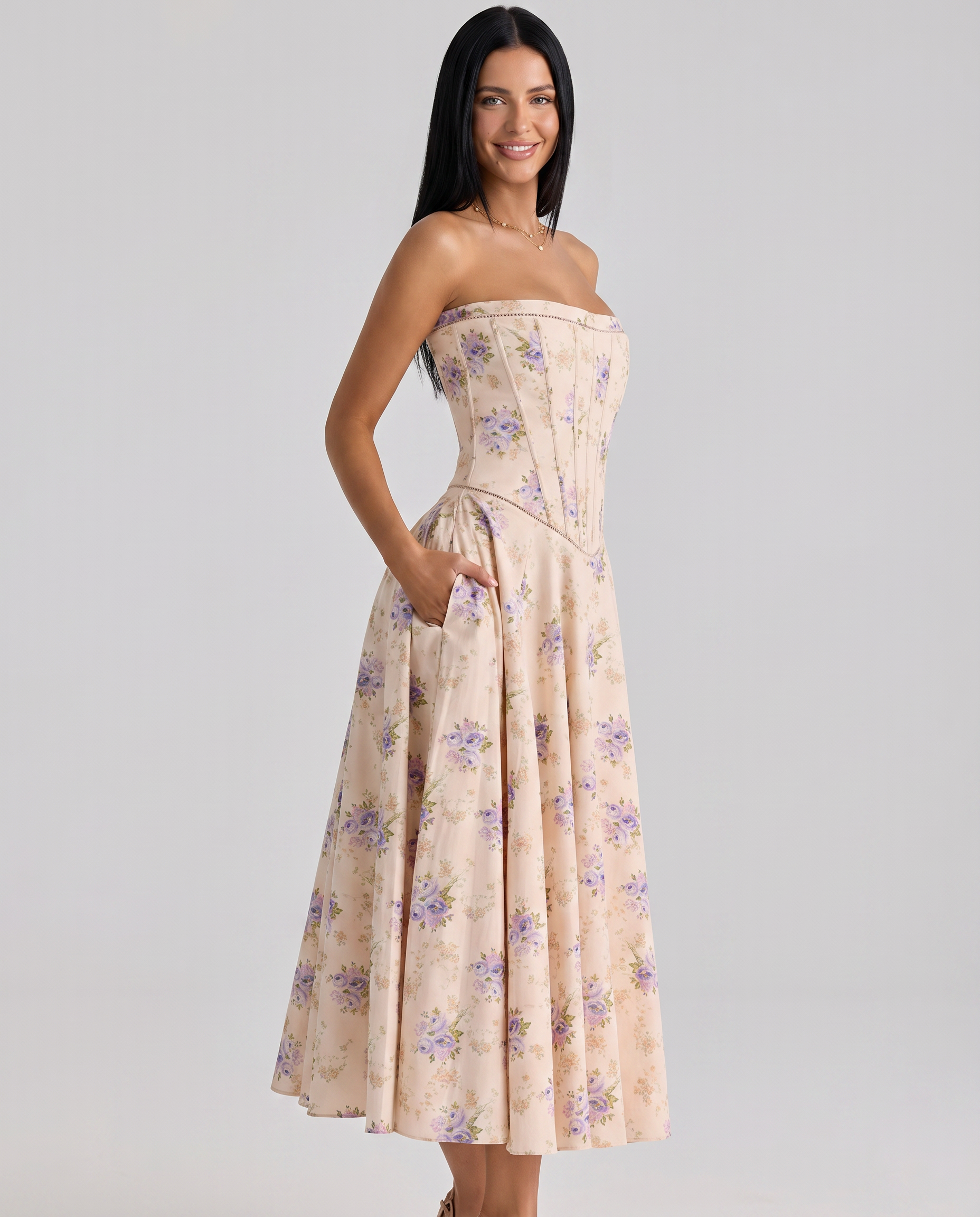 Deanne • Vestido Maxi Sin Mangas con Cuerpo de Corsé