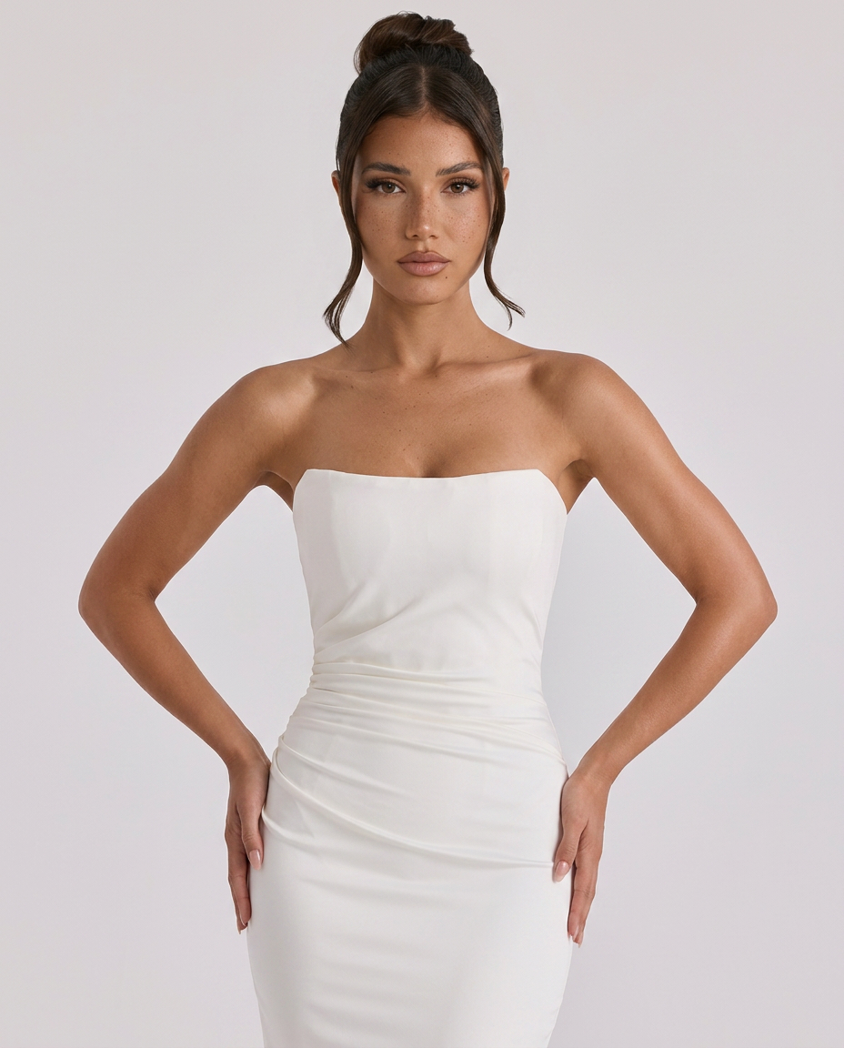 Nuria • Maxi Strapless con Drapado