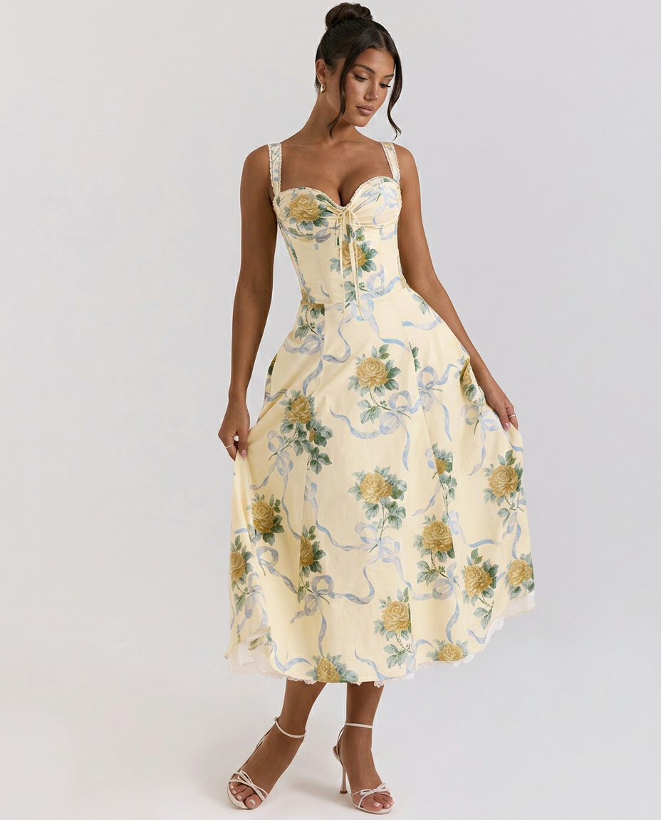Alberta • Midi Estampado con Cuerpo Ajustado