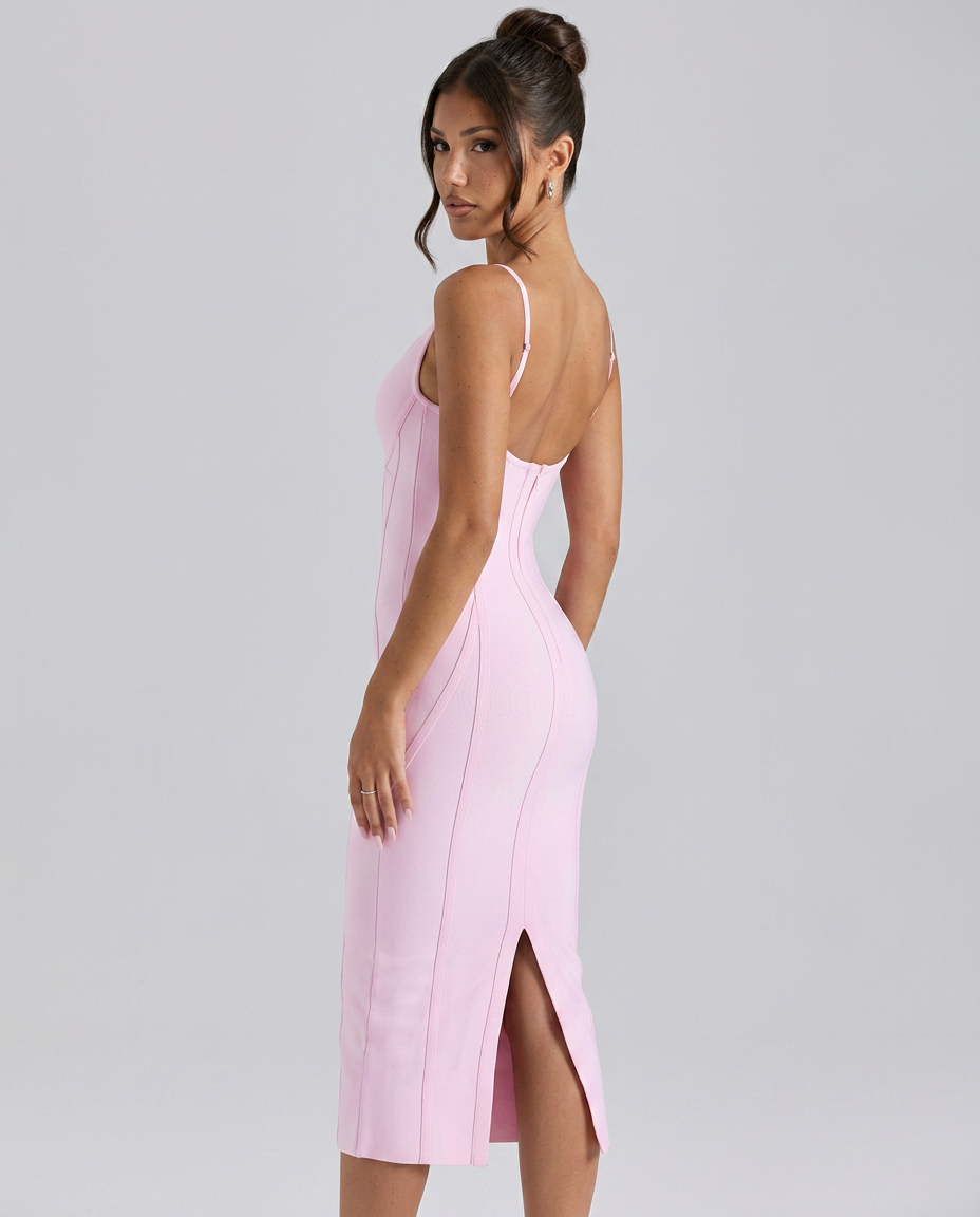 Celeste • Midi Bandage con Paneles Contorneados