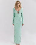 Tiff • Vestido Maxi con Acabado de Lentejuelas y Corte Frontal