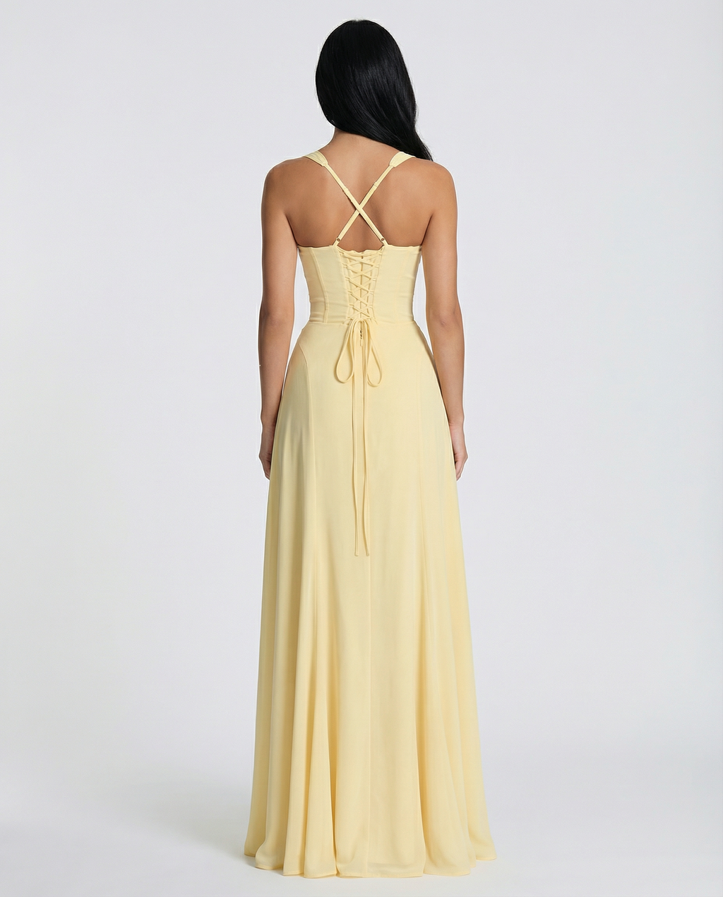 Mary • Vestido Maxi con Cuerpo de Corsé y Espalda con Cierre