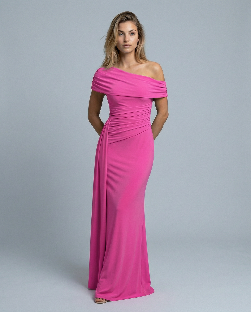 Aida • Vestido Maxi Arrugado de Un Hombro