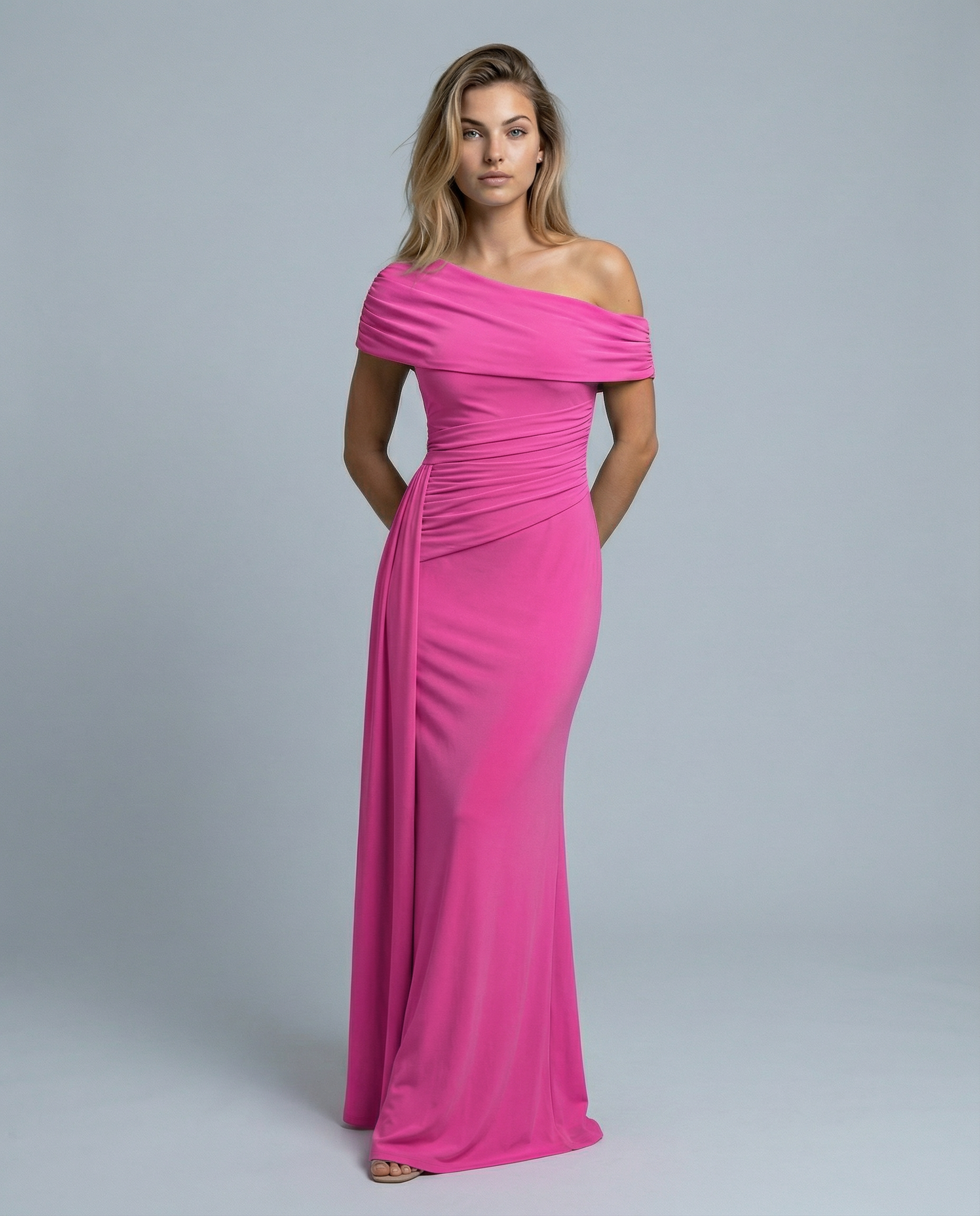 Aida • Vestido Maxi Arrugado de Un Hombro