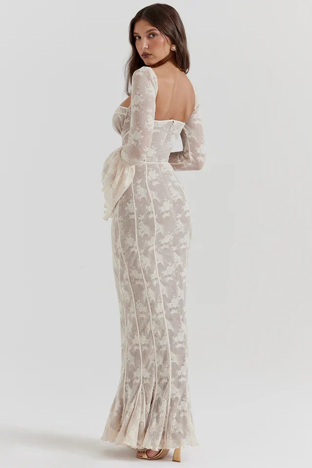 Deana • Vestido Maxi con Cuerpo de Corsé de Encaje