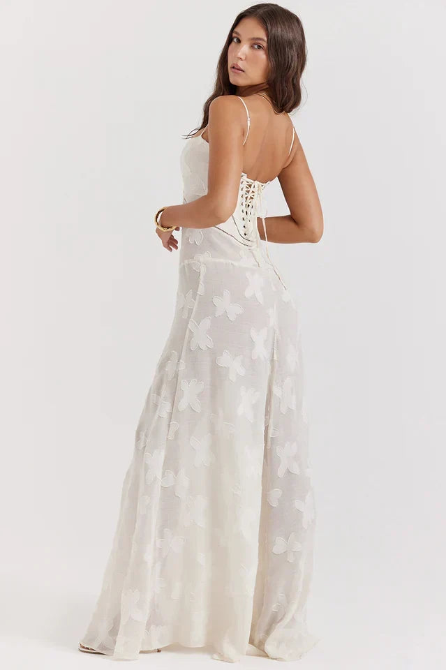 Flora • Vestido Maxi Floral con Espalda Concordada