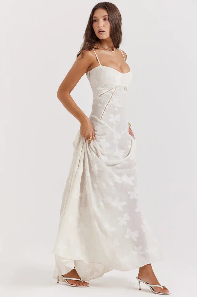 Flora • Vestido Maxi Floral con Espalda Concordada