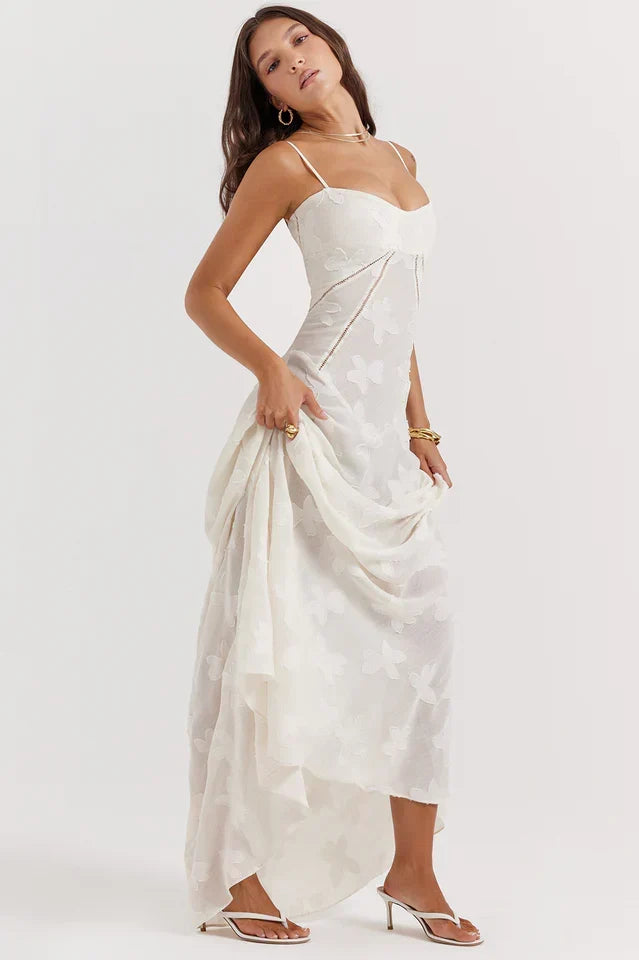Flora • Vestido Maxi Floral con Espalda Concordada