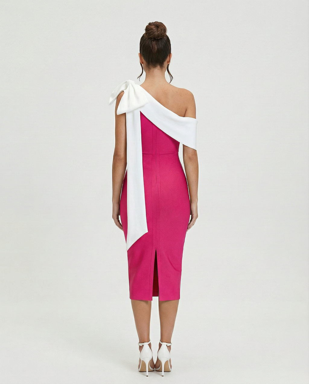 Elza • Midi Bandage de Un Hombro con Lazo