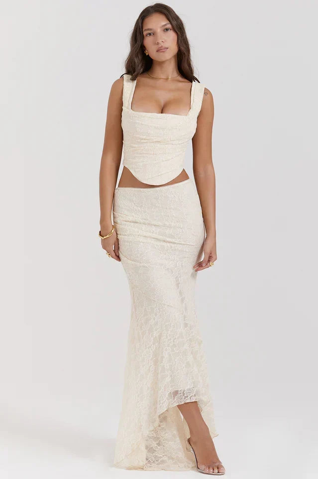 Agnes • Conjunto Corsé de Encaje y Falda Maxi