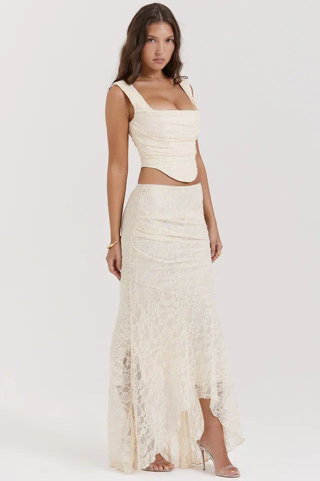 Agnes • Conjunto Corsé de Encaje y Falda Maxi
