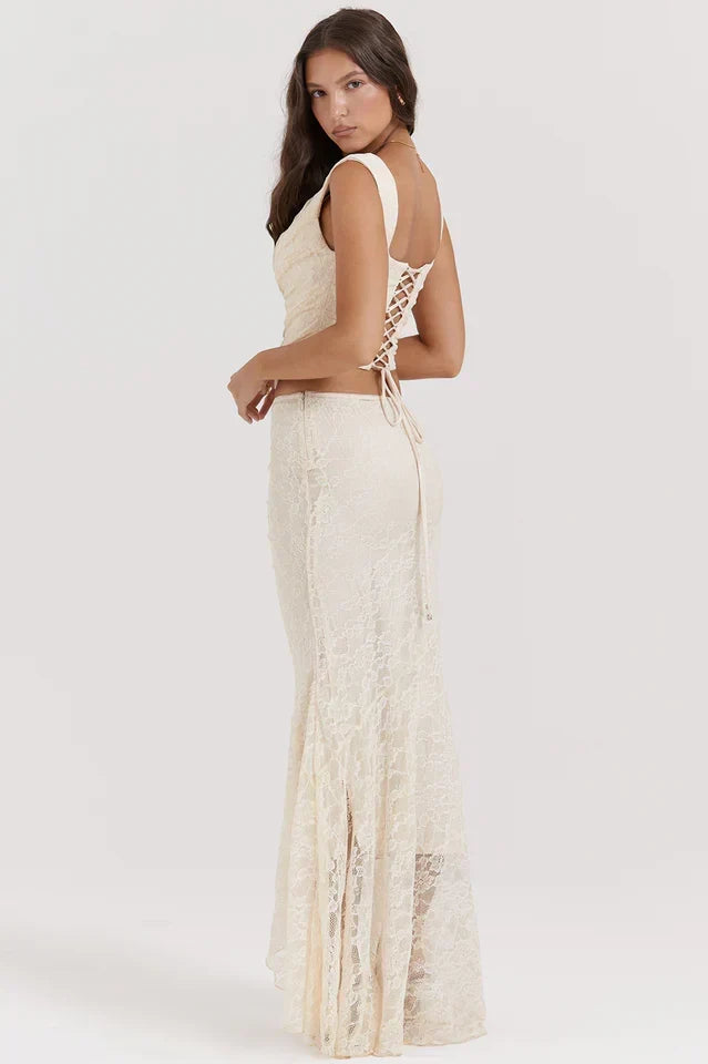 Agnes • Conjunto Corsé de Encaje y Falda Maxi