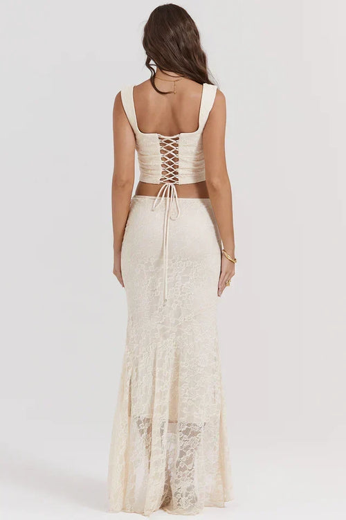 Agnes • Conjunto Corsé de Encaje y Falda Maxi