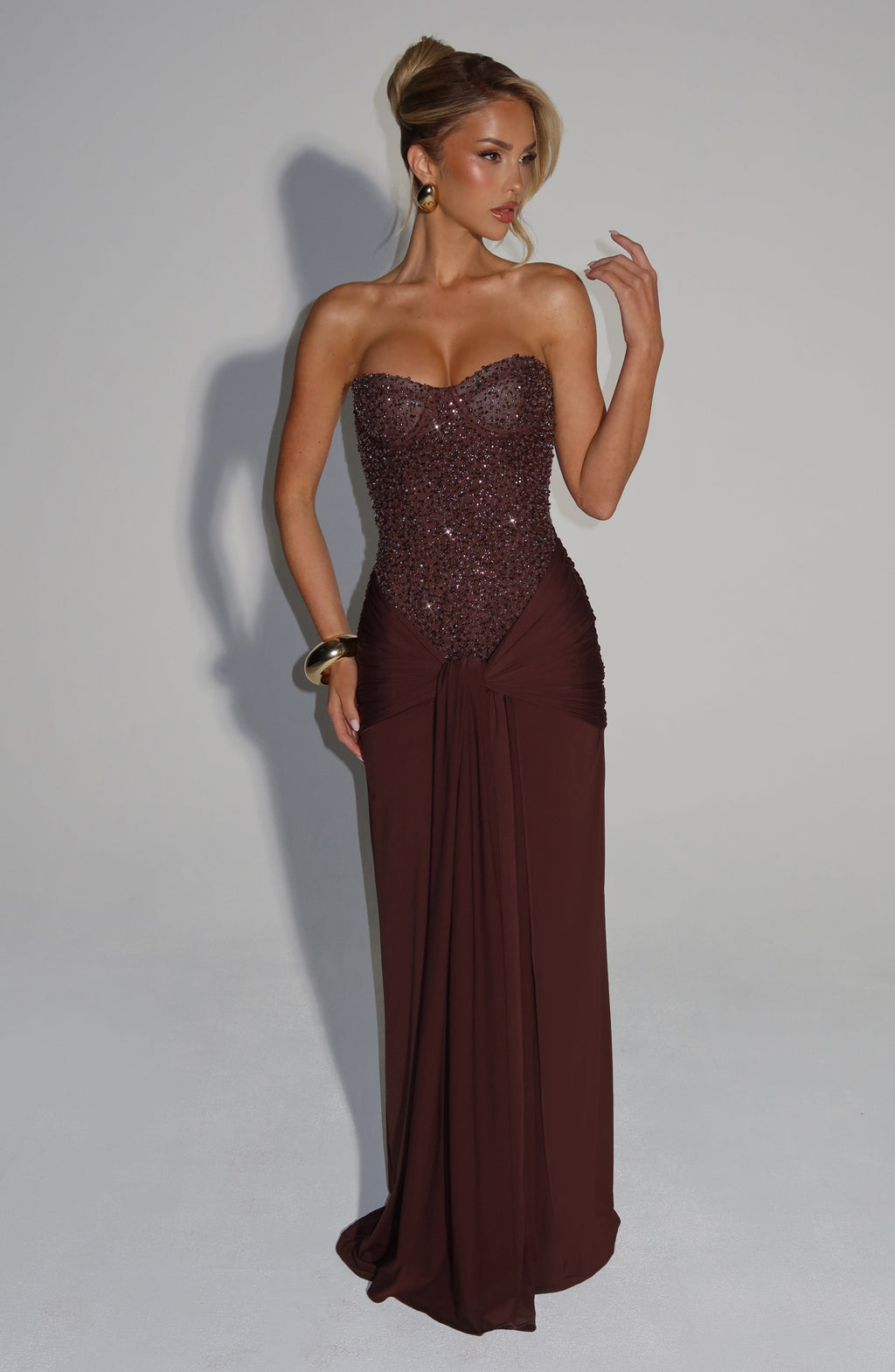 Isabella • Vestido Maxi Drapado Off-Shoulder