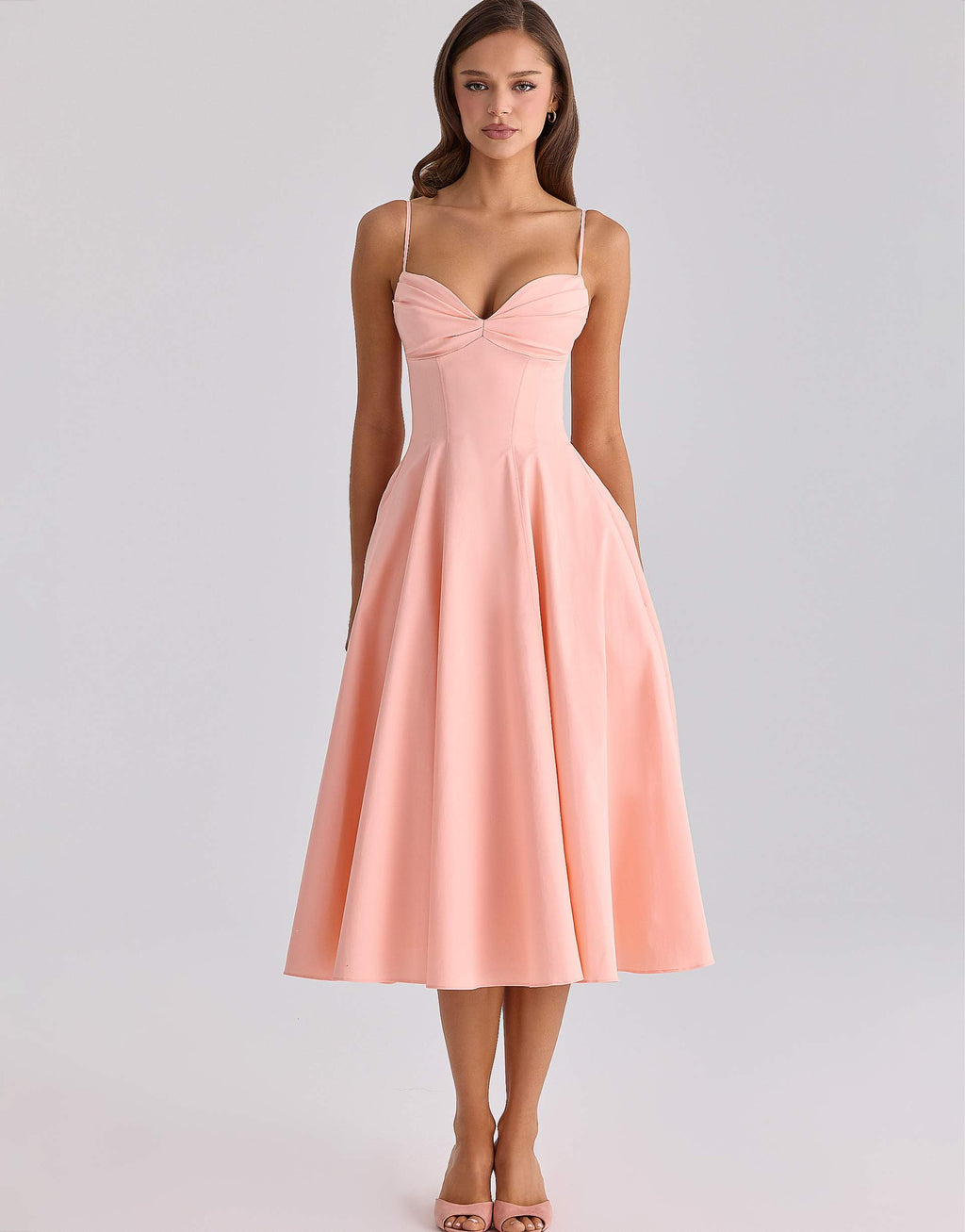 Delali • Vestido Midi Escote Fruncido