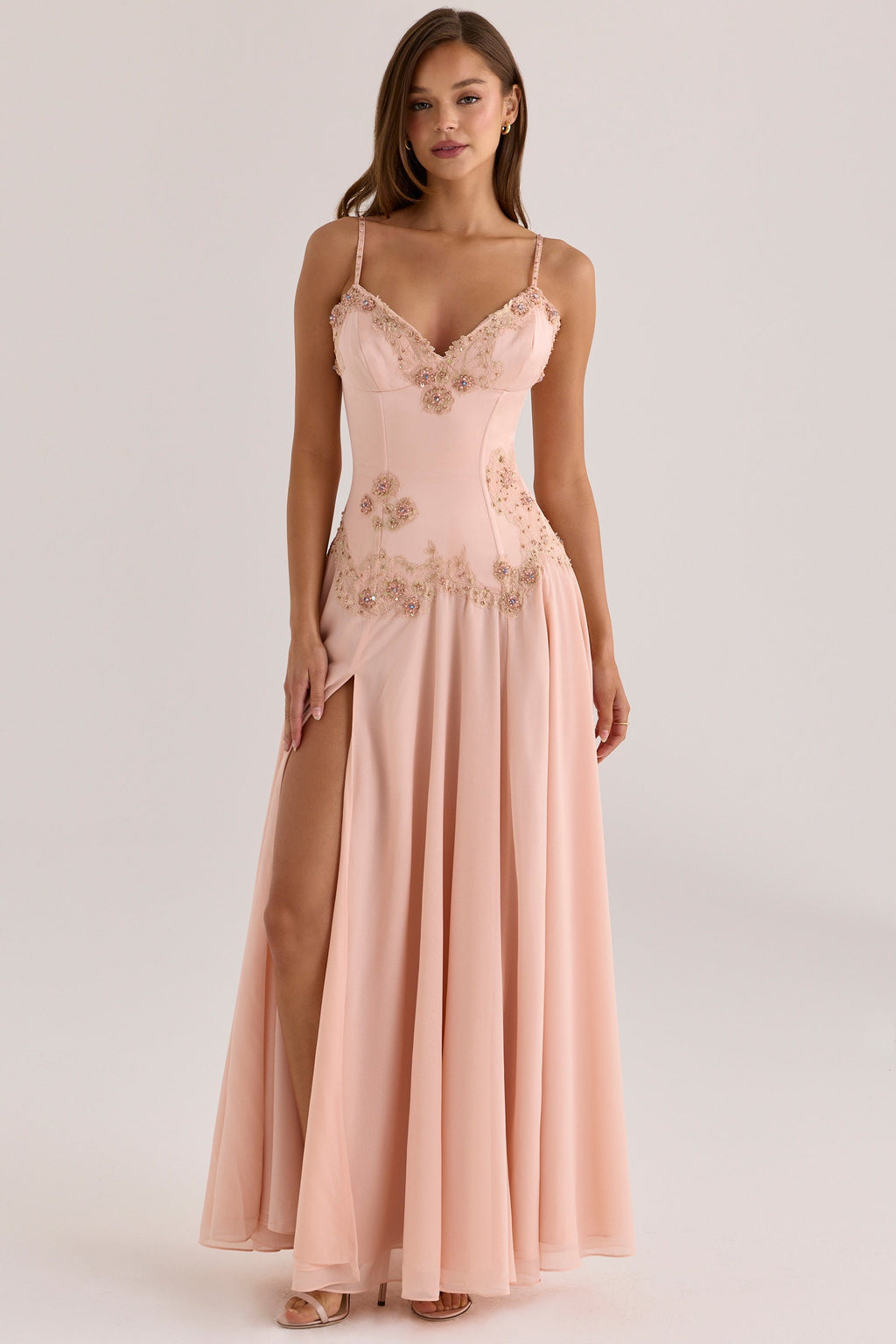 Saloma • Vestido Maxi Embellecido Blush