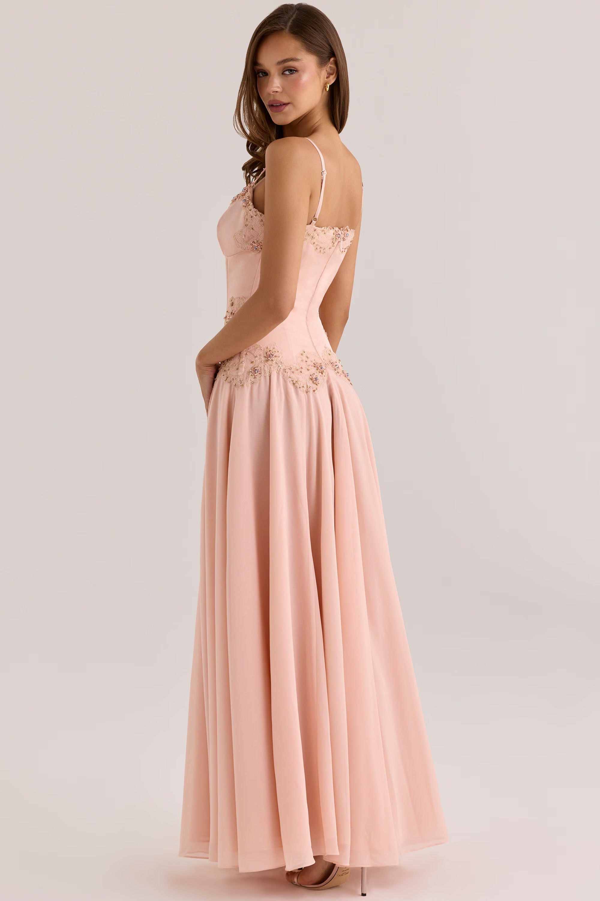 Saloma • Vestido Maxi Embellecido Blush
